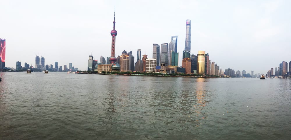 View of Shanghai Skyscrapers and Ocean