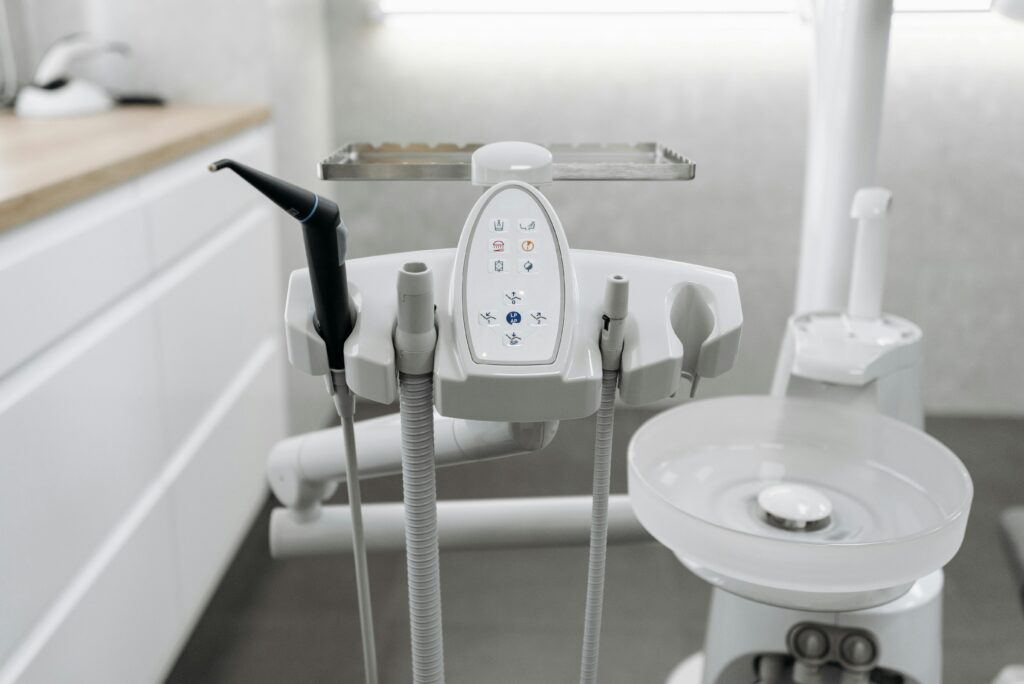 High-quality dental equipment in a bright, modern dental clinic space.