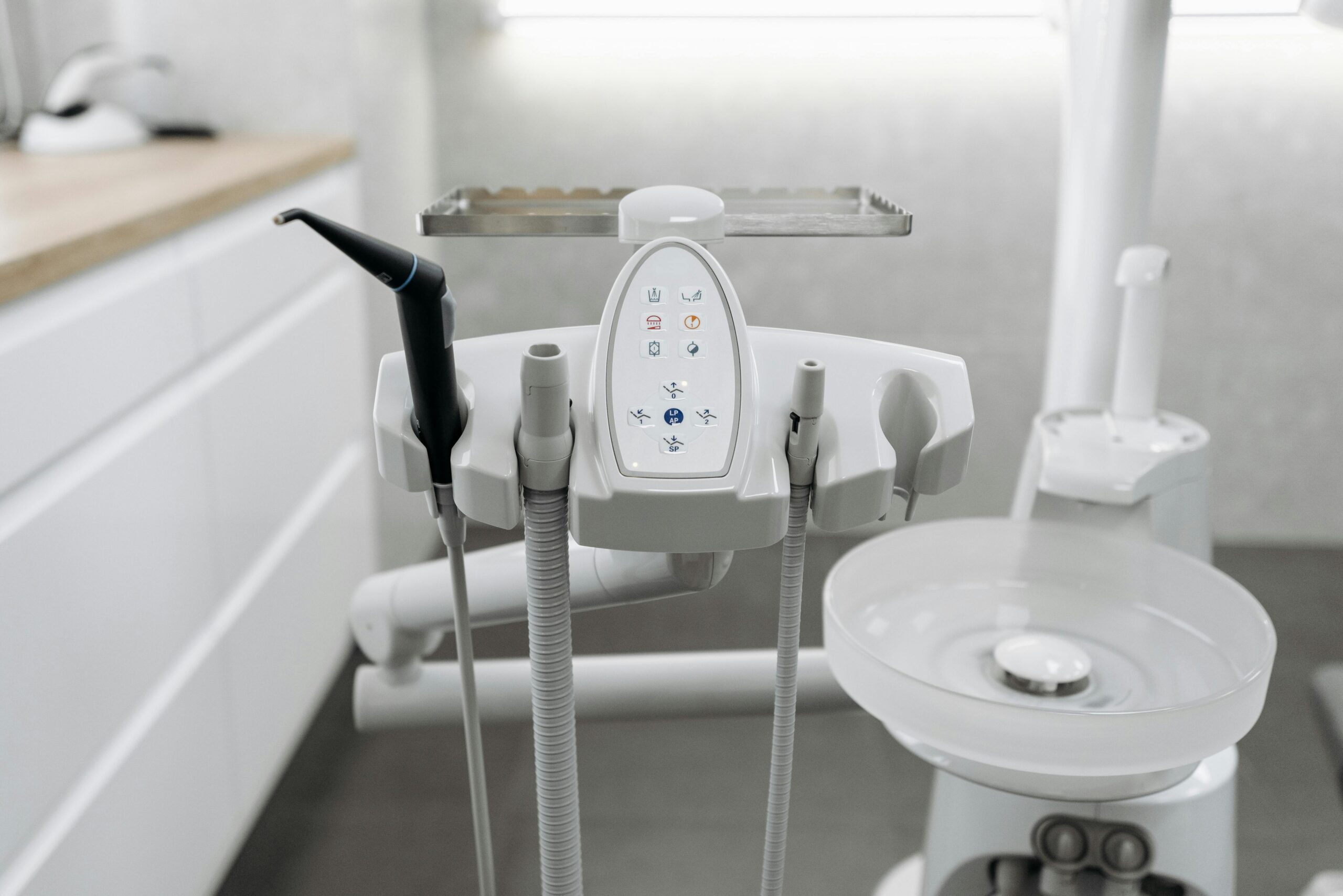 High-quality dental equipment in a bright, modern dental clinic space.