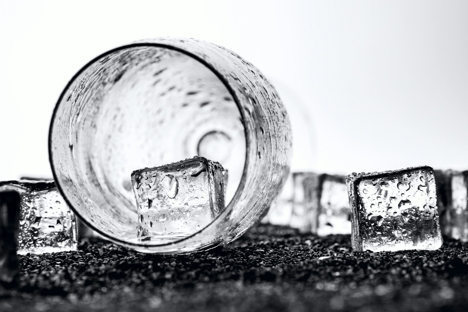 Ice cubes in a glass, best left to chill the drink rather than chewed