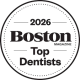 2026 Boston Magazine Top Dentists award badge